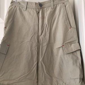 Quicksilver boys khaki cargo shorts size 14.